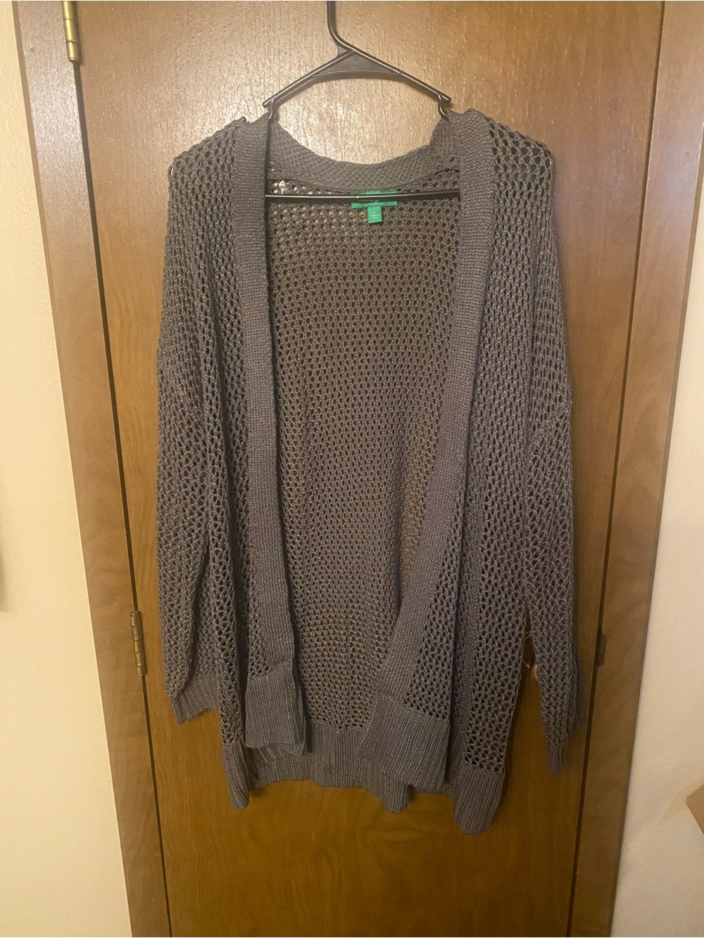 dip Open-Knit Gray Longline Cardigan